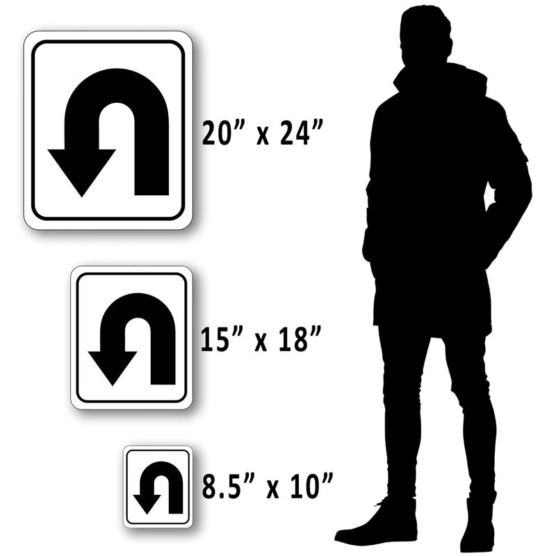 Work House Signs U-Turn Right Arrow Aluminum Composite Outdoor Sign - Right Turn Only - 8.5" X10" - Image 5